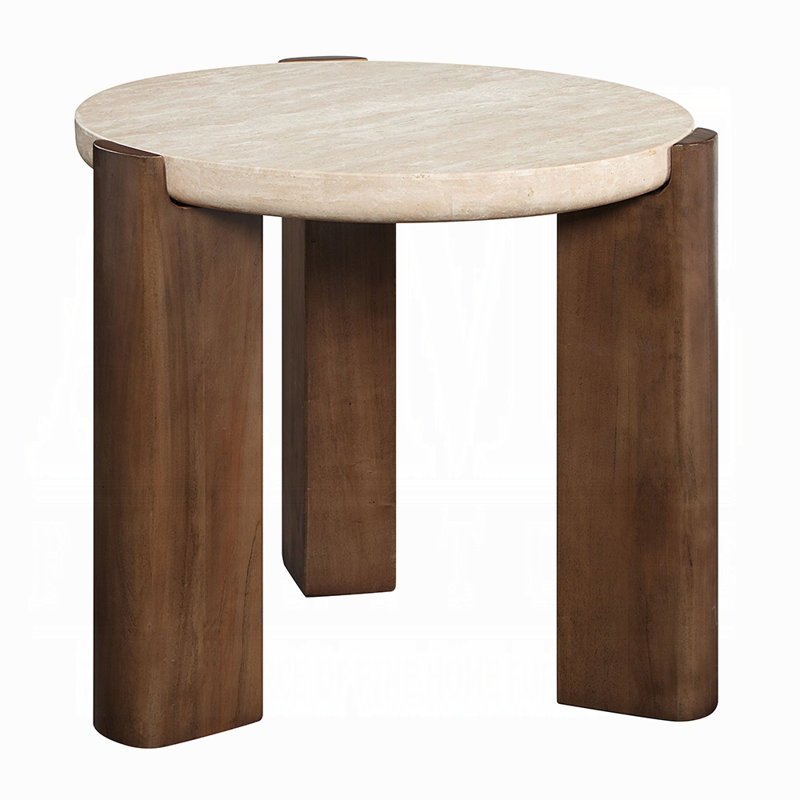 Leonardo Travertine Top End Table