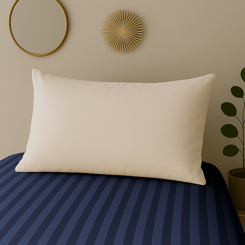 40cm Deep Pocket Microfiber Stripe Fitted Sheet, Single (3'), Navy