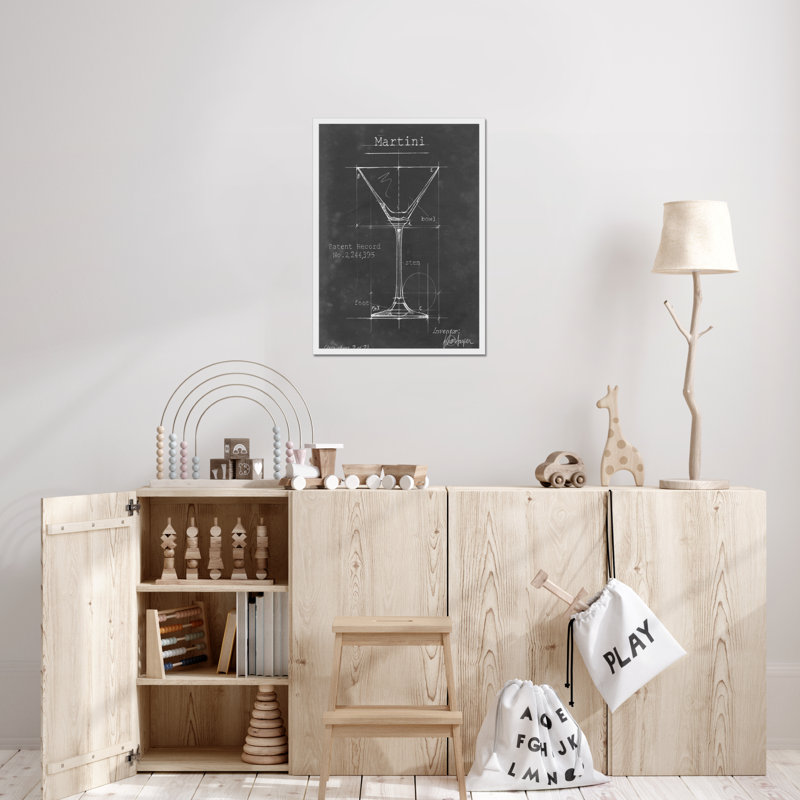 Barware Blueprint V 1 Piece Painting, 80cm H x 55cm W, White Framed Paper Print