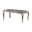 Table de salle à manger rectangulaire en verre inerte plateau argenté 7 pièces Table de salle à manger 6 chaises latérales capitonnées