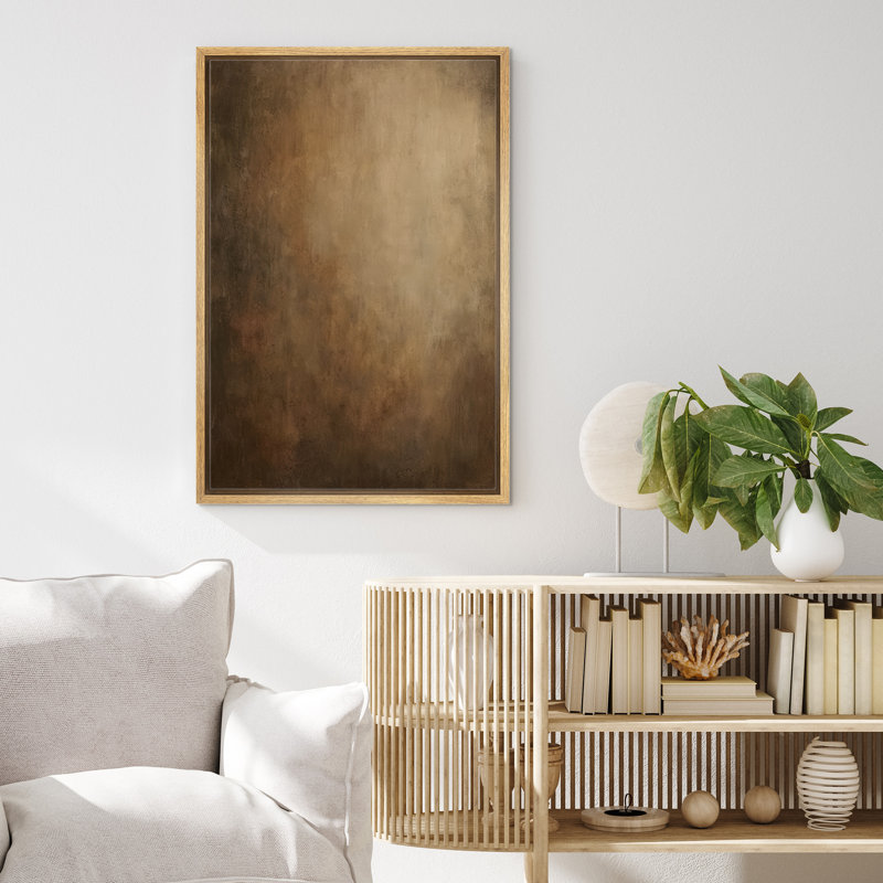 Warm Brown Abstract Gradient Art – Pictures Framed Canvas Print Wall Art, 36" H x 24" W x 1.5" D, Naturar Floater Framed