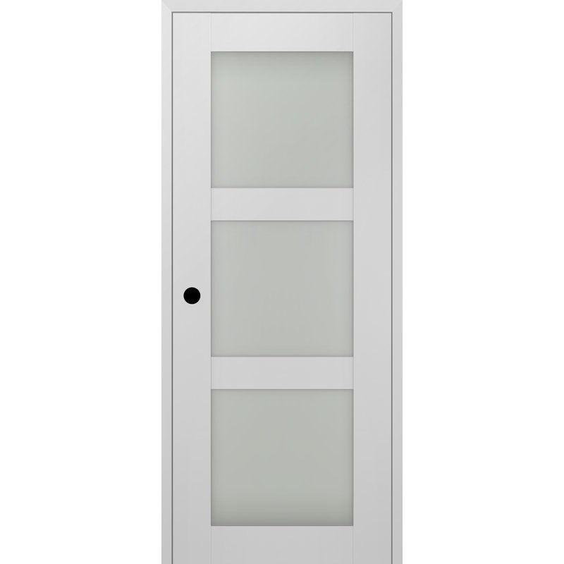 Porte intérieure battante simple en bois manufacturé et en verre Smart Pro 3 Lite, 31,75 po x 83,23 po, Droite