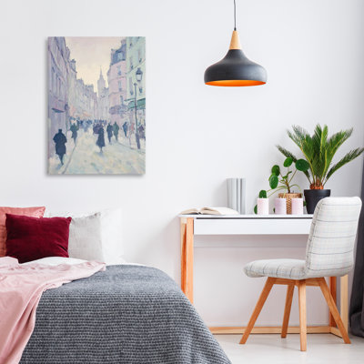 «Blue Paris Street Scene Canvas», conception par Petal Prints Design