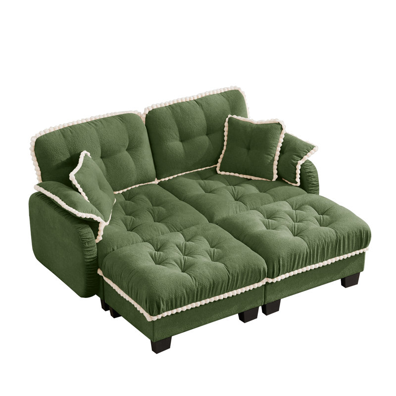 Canapé modulaire en chenille avec coussins lombaires Freely Combinable Modules, green Chenille