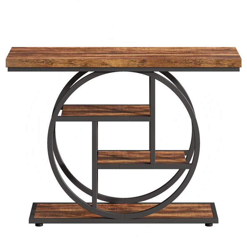 Nazirah 41.3'' Console Table, Rustic Brown, Black