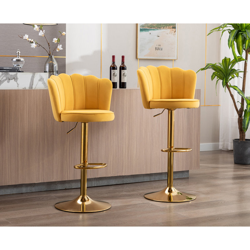 Tabouret à hauteur réglable Ludka, Jaune