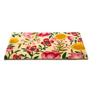 Lark Manor Harare Non-Slip Floral Outdoor Welcome Coir Doormat & Reviews