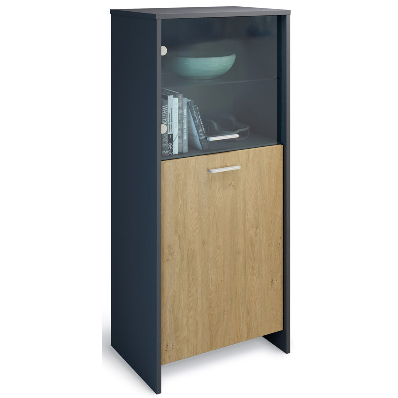 Dunnavent 53 cm W Display Cabinet, Oak/Dark Blue