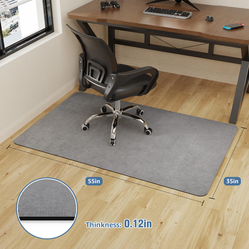 55"x35" Chair Mat for Hardwood Floors, Anti-Slip Desk Mat for Rolling Chair, Low-Pile Rug