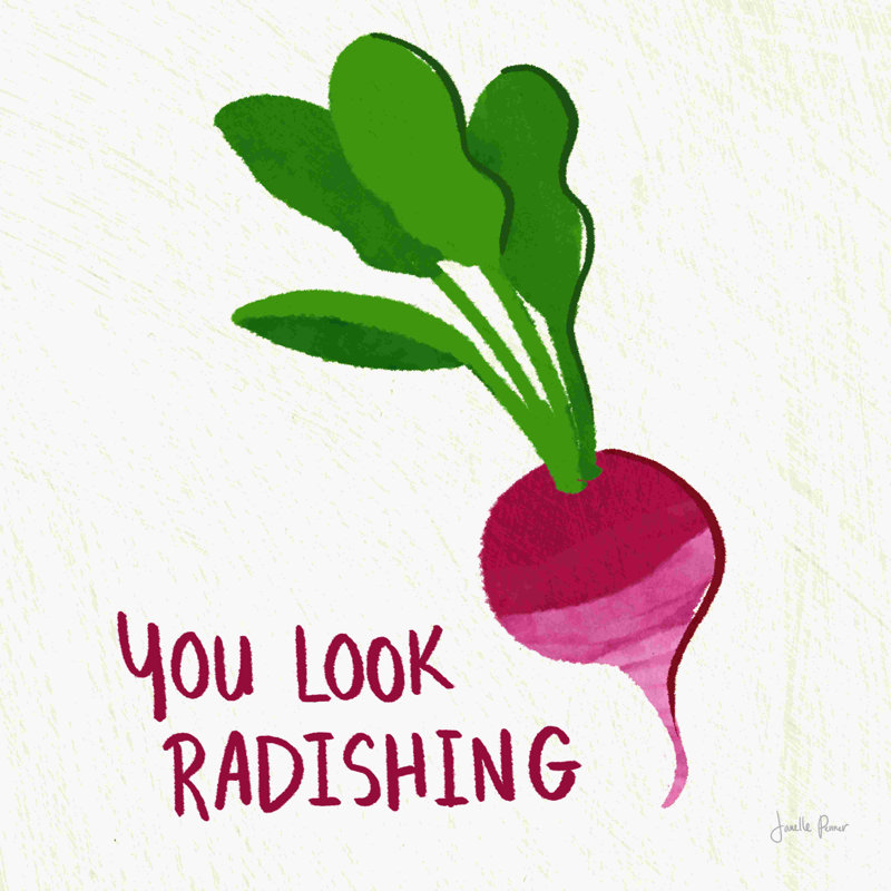 «Veggie Fun VI» par Janelle Penner - peinture sur toile tendue, H 12 po x l 12 po, Non, Toile tendue