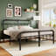 Structure de lit plateforme en acier avec tête de lit simple et pied de lit - Design noir minimaliste moderne, pieds hauts de 18 po, rangement sous le lit de 16 po, ensemble de lattes inclus (sans sommier) pour la chambre principale / d'invité-874755892