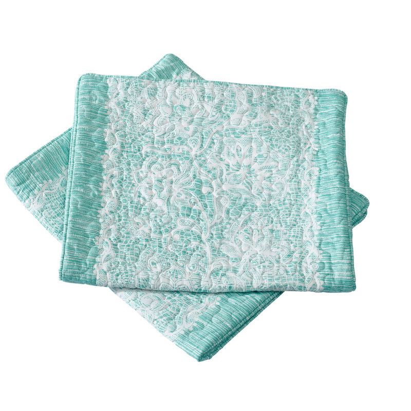 Damask Rectangular Lumbar Cushion Cover, Teal Aqua
