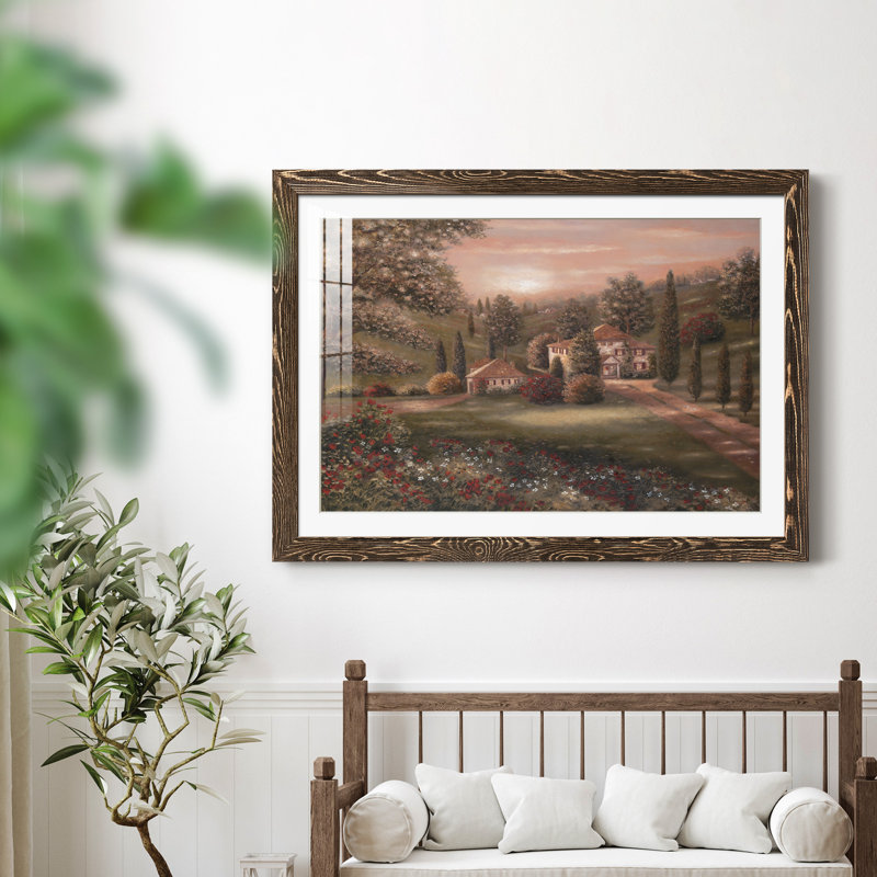 Evening / Tuscany II - Peinture avec cadre, H 37,5 po x l 27,5 po x P 1,5 po, Encadré de bois de noyer