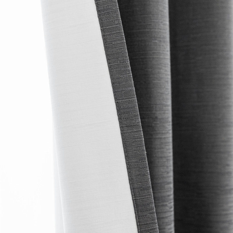 Paire de rideaux occultant en mélange de coton avec œillets Diaan (ensemble de 2), L 52 po x L 84 po, Gris foncé
