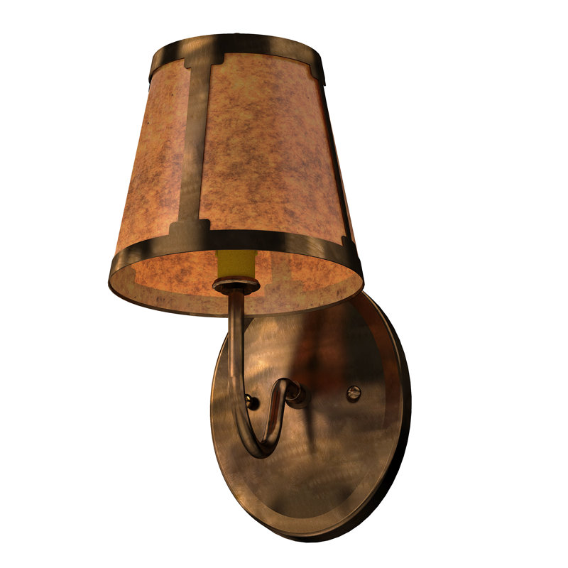 1 - Light Armed Sconce, Amber, Antique Copper