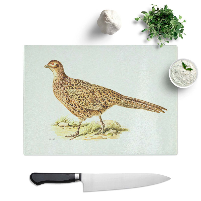 Tempered Glass Pheasant by Von Wright Chopping Board, 39 cm x 28.5 cm