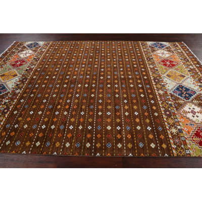Luscious One-of-a-Kind 6'9'' X 9'9'' New Age Wool Area Rug in Brown
