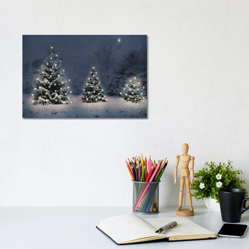 Twinkling Christmas Trees - reproduction d'art mural - toile tendue