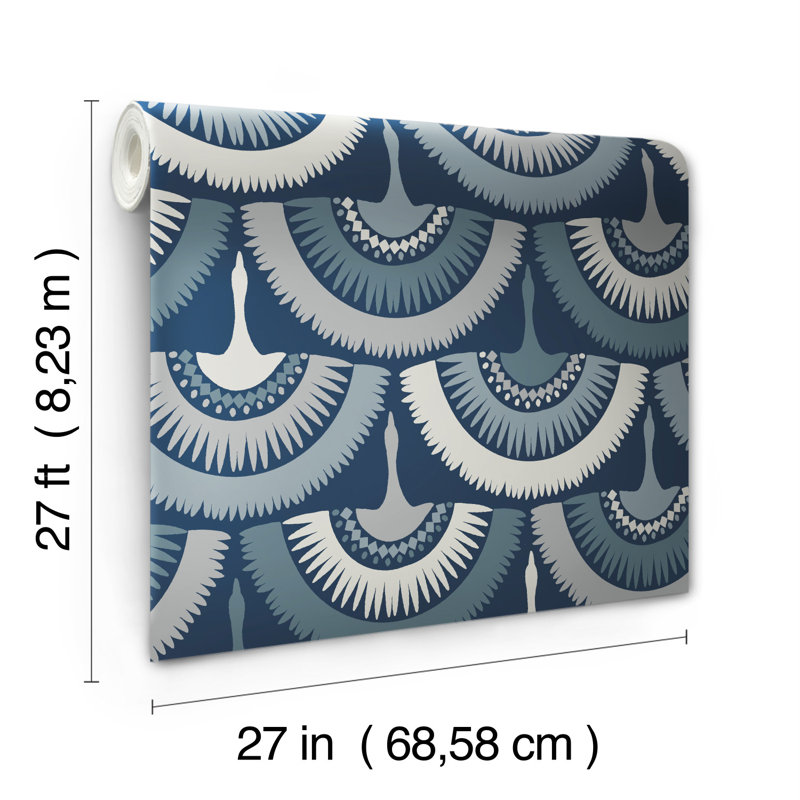 Papier peint plumes et franges Summerlin, Bleu