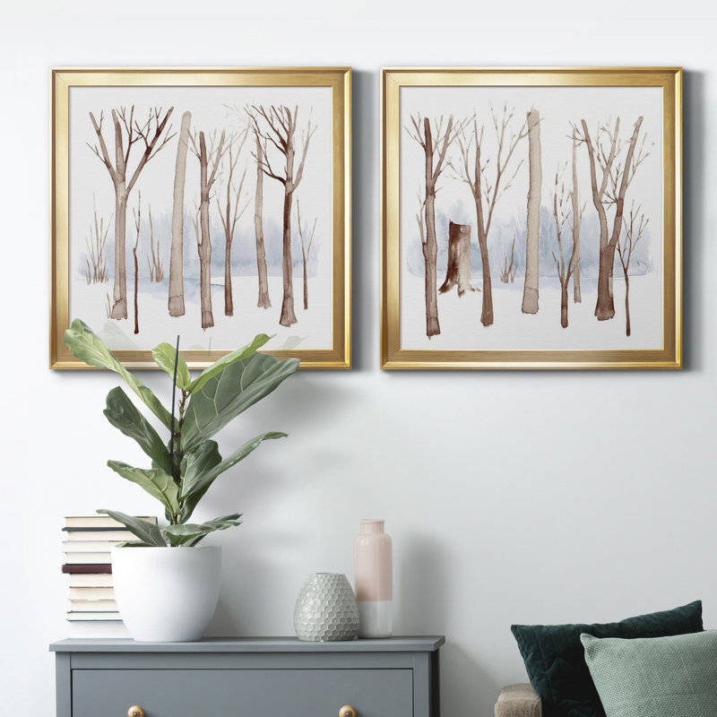 Cypress Sounds I - Ensemble de 2 cadres photo, H 17,5 po x l 35 po x P 1,5 po, Toile encadrée dorée, Pas de tapis