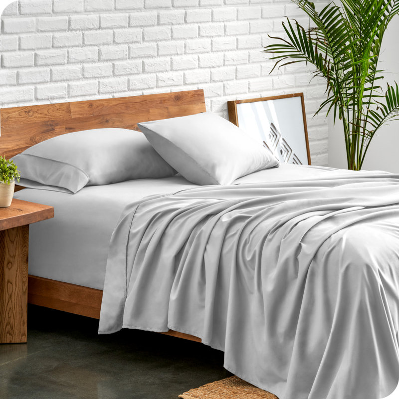 Bare Home Ultra-Soft Microfiber Sheet Set, Queen Sheet Set + 1 Fitted Sheet + 2 Pillowcases, Cloud Gray