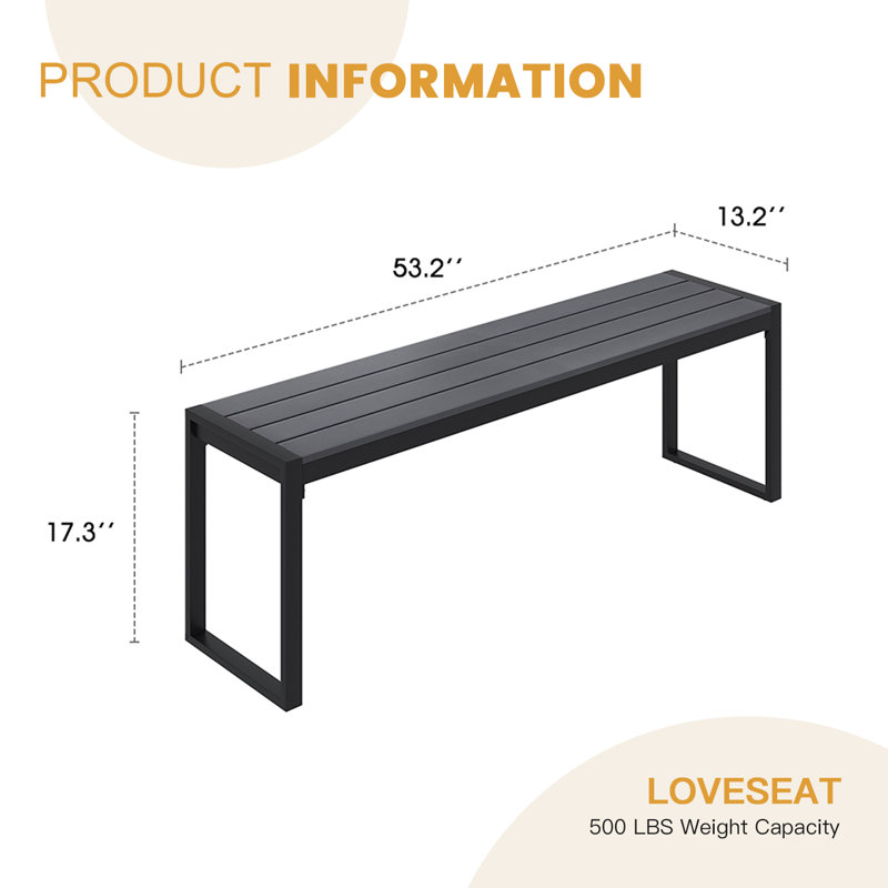Banc d'extérieur en métal Tretesting, Gris