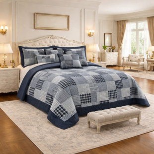 Bedspread Printed Check Decor Double
