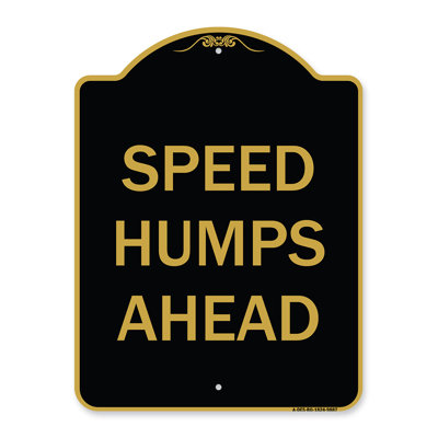 Enseigne Signmission Designer Series - Speed Humps Ahead | Enseigne architecturale en aluminium noir et argent épais 18 po x 24 po | Protégez votre entreprise et votre commune | Fabriqué aux États-Unis