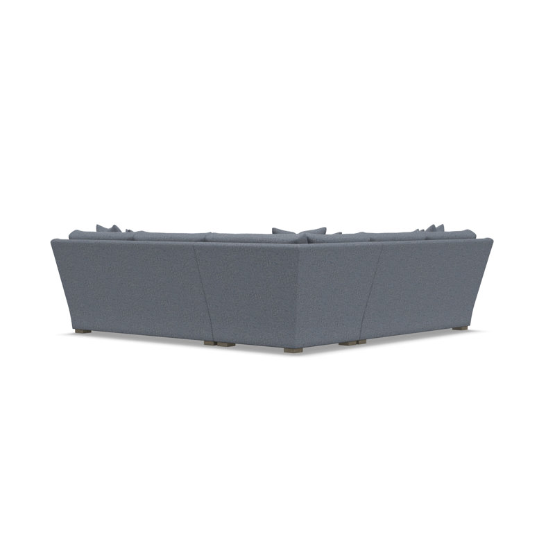 Sectional, Teal Polyester, 34.5" H x 107.5" W x 107.5" D, Symmetrical