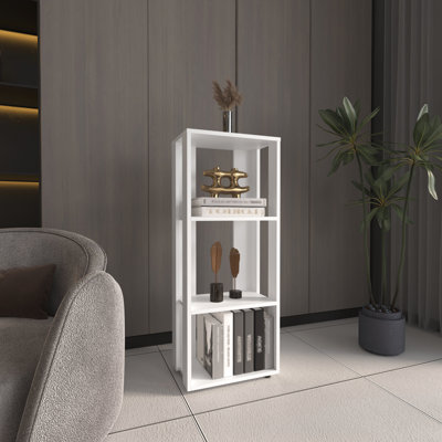 38.27" Tall Four Bookcase - White Storage Unit For Living Area 39" In Ideal Small Room Spaces