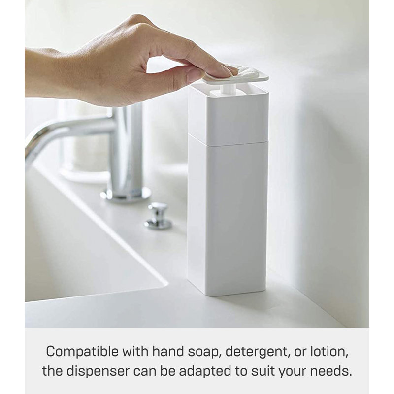 White Plastic One-Handed Push Soap Dispenser, 8.5 oz