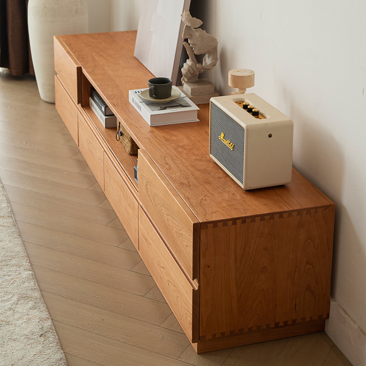 LORENZO Japanese TV Cabinet Floor Storage Cabinet 78.7'' Media Console | Wayfair