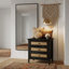 Table de chevet élégante avec 3 tiroirs en rotin Boho