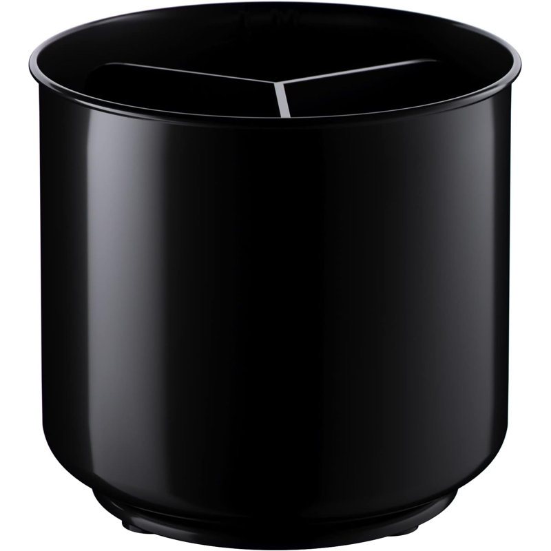 Black Rotating Utensil Caddy - Extra Large, Sturdy with No-Tip Weighted Base & Gripped Insert, Black