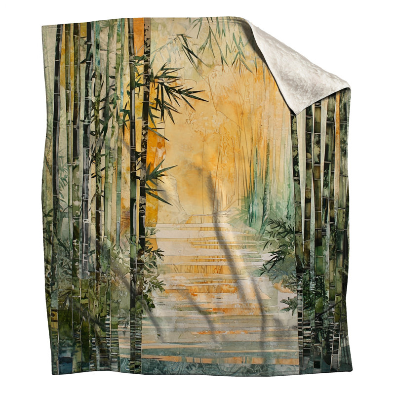 Rayon from Bamboo Forest Pathway Blankets, 60in W x 80in H