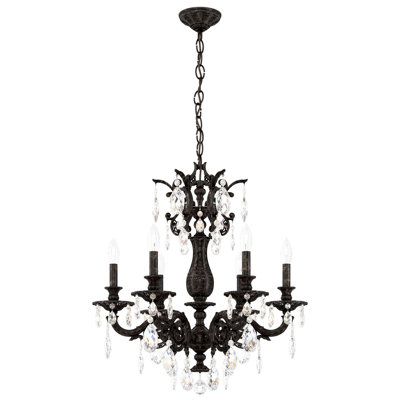 Milano 6 Light 24in x 26.5in Chandelier in Etruscan Gold with Clear Radiance Crystals