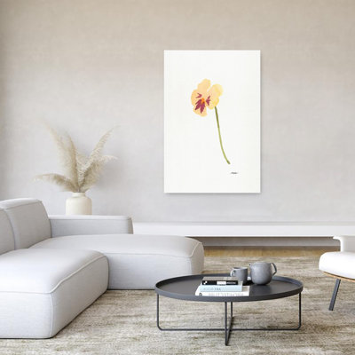 Soft Yellow Pansy Delicate Contemporary Pansy Flower Wall Art Print 1 Piece Wrapped Canvas Wall Art
