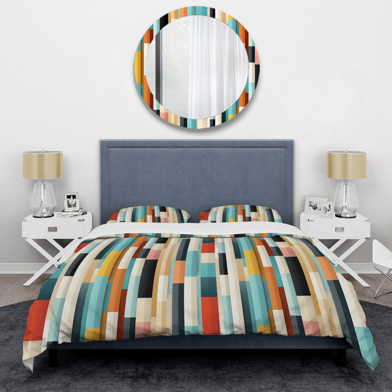 Ensemble de housse de couette en microfibre bleu / jaune Urban Chic, Housse de couette pour grand lit et 2 taies décor