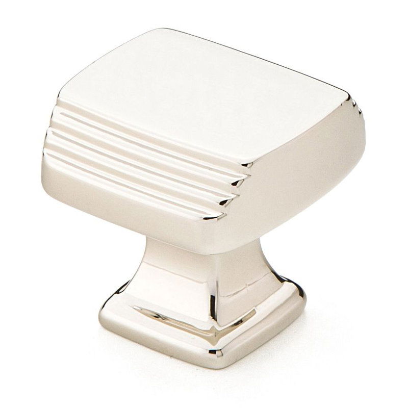 Art Deco Square Knob, Polished Nickel