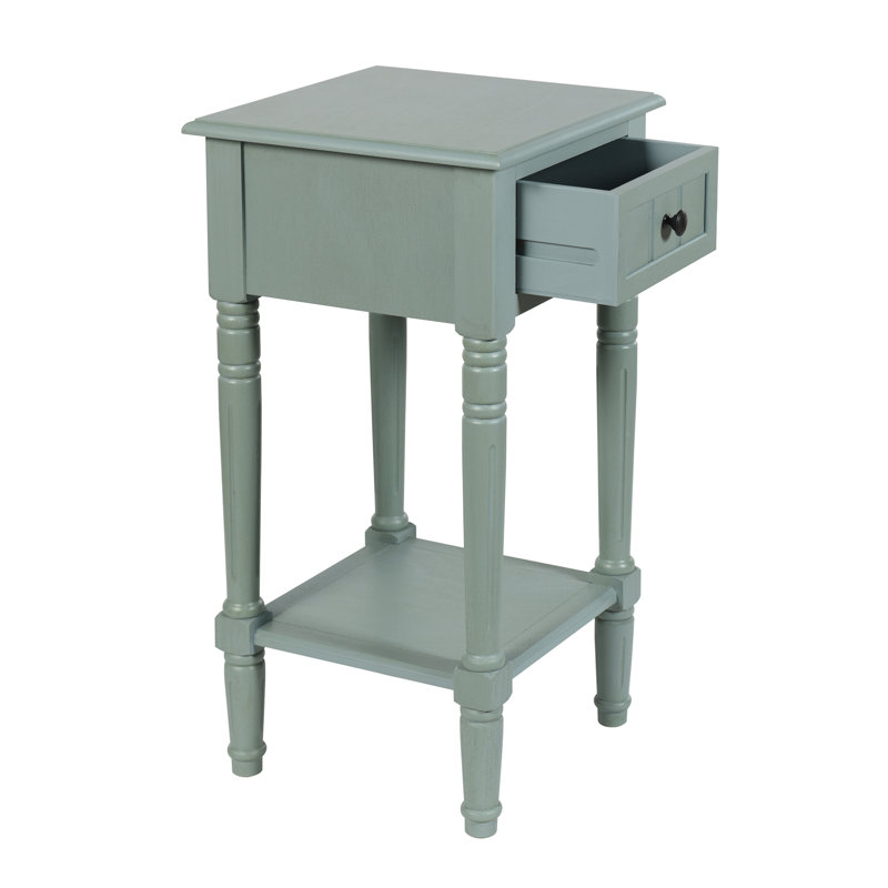 Elboa Collection Accent Table with One Drawer, Antique Ice Blue