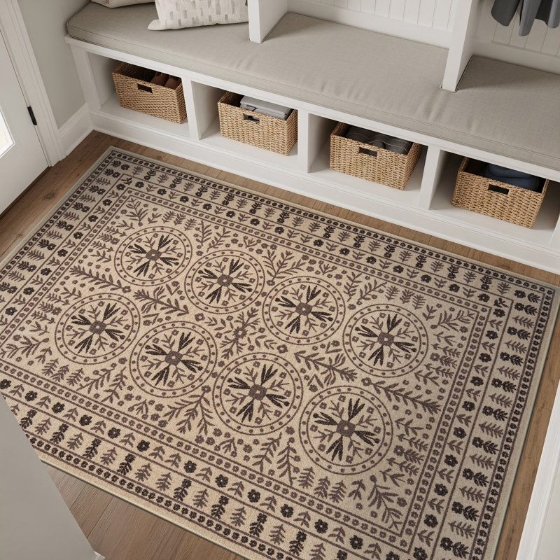 Tapis d'intérieur tissé à la machine Bolk, Crème, 3' 3" x 5'