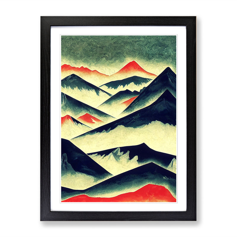 Mountain Painting - Picture Frame Print, 34cm H x 25cm W, Walnut