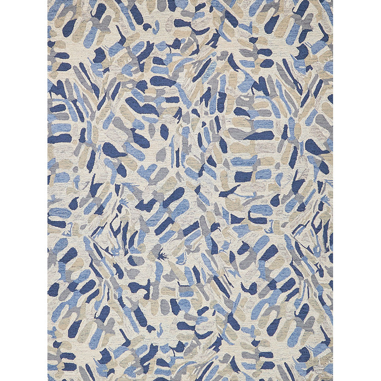 Exquisite Rugs Botanica Navy/Ivory/Multi New Zealand Wool hand-tufted ...
