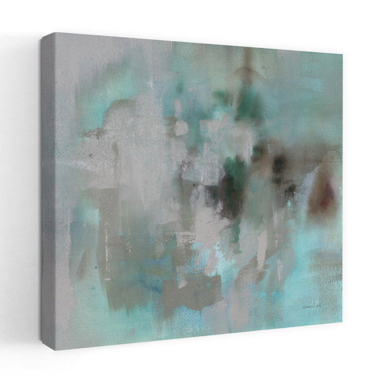 Aurore contemporaine avec art abstrait aqua, H 32 po x l 32 po