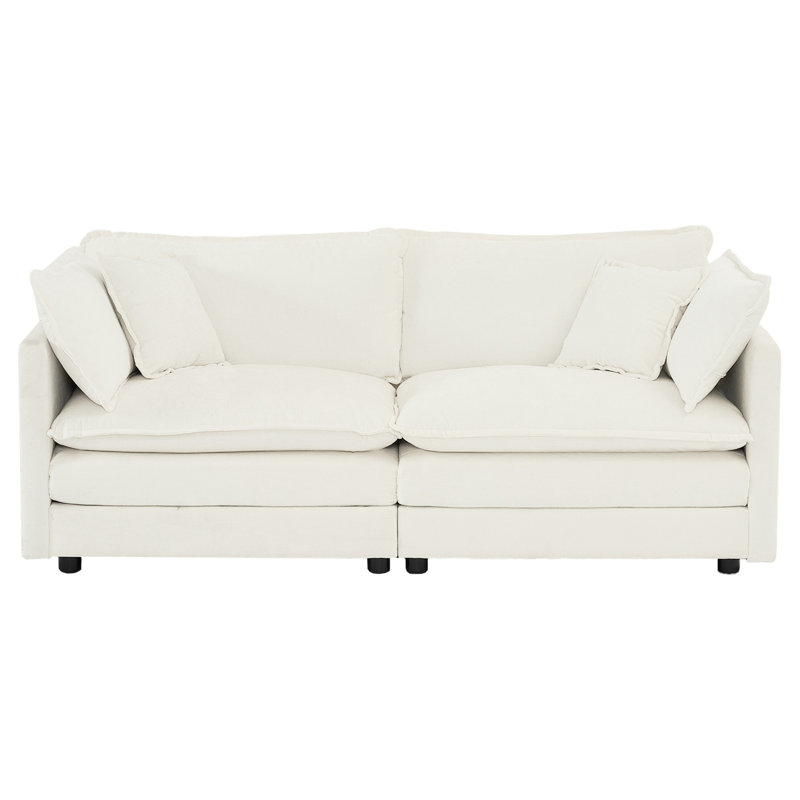 Canapé modulaire extra profond, 3 pièces pour la maison, chenille blanche avec matériaux et housse respirante