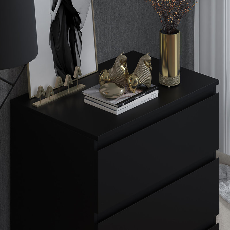 Warren 3 Drawer 60cm W Chest of Drawers , Black