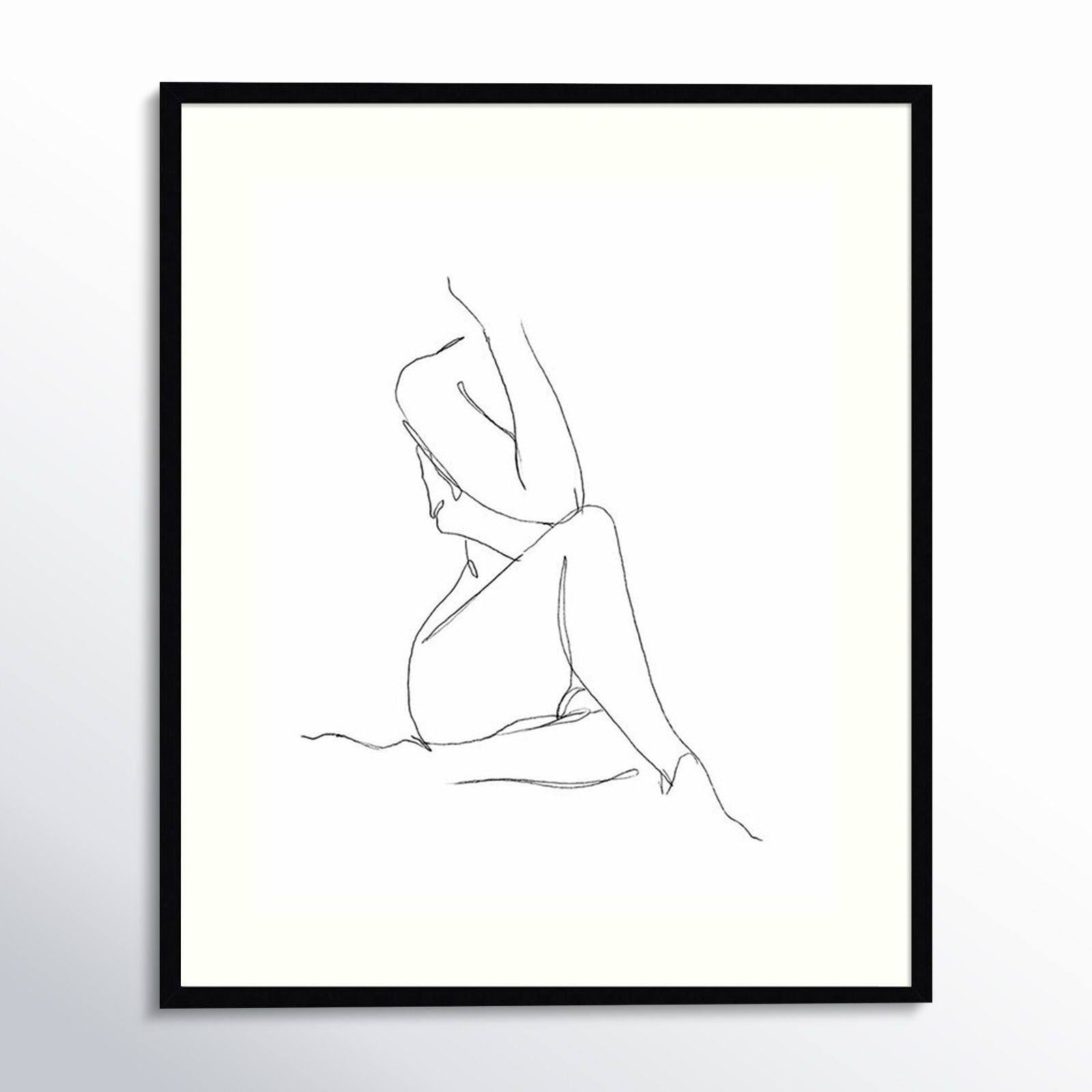 Nude Contour Sketch I by Ethan Harper, Black Framed Paper, 37" H x 31" W