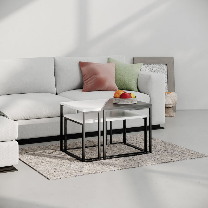 Edwinn Frame Coffee Table, White/Anthracite