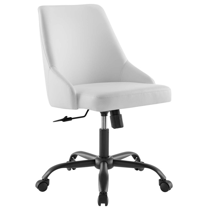 Designate Swivel Vegan Leather Office Chair, White
