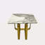 Table de bout rectangulaire avec plateau en pierre frittée, structure en métal doré pour le salon